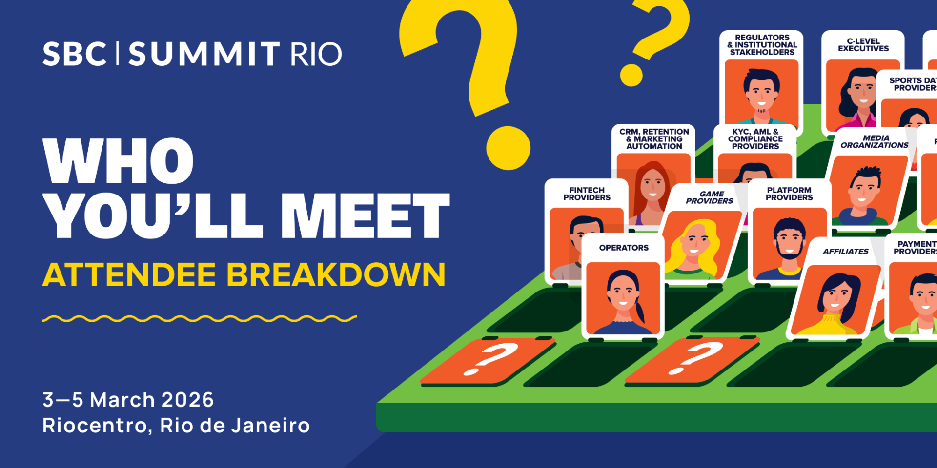 Who You’ll Meet at SBC Summit Rio: Attendee Breakdown An event can feature the most thought-provoking conference sessions, the most memorable networking opportunities, and hospitality that puts five-star hotels to shame, but without the right attendees, it’s all in vain. Having the right people in the room can accelerate your product’s growth, boost your brand’s visibility, or expand your company’s offerings, making attendee quality one of the most crucial aspects of any event. While we can’t predict the future or guarantee exactly who will participate in SBC Summit Rio 2026, we can look back at the attendee list from 2025, a strong indicator of the stature and diversity of companies and roles that choose to attend. This blog takes a reflective look at the organisations that joined us last year and what types of attendees you can expect to connect with when we return next March. 🕹️Operators in Attendance Operators are one of the foundational pillars of the sports betting and iGaming industry, making their attendance at the event vital. Thankfully, for SBC Summit Rio, the response (from both local and global operators) has been remarkable. In 2025, operator attendance increased by 46%, alongside an outstanding NPS score of 76.67 (for reference, anything over 50 is considered excellent). Additionally, the event drew all but four licensed operators operating in Brazil, underscoring not just the breadth of operator attendance, but the trust regulated brands place in SBC Summit Rio. In 2026, the event is set to welcome 15,000 delegates, including 6,000 operator representatives, meaning operators will account for 40% of total attendees. For affiliates, suppliers, and wider stakeholders, that puts your chances of connecting with an operator at close to 1 in 2 people. With that in mind, here’s a look at the operators you’re set to meet. 🌍 Global Operators Global operators who attended in 2025 include: 888 William Hill, bet365, Betsson Group, Betway, Caesars, DraftKings, FanDuel, Kaizen Gaming, LeoVegas, Pinnacle, and Stake.com. Who you’ll meet: Founders, CEOs, International/Regional Directors (LATAM), Country Managers (Brazil), Heads of Partnerships, Heads of Affiliates, Paid Media/Performance Marketing Teams, Product & Platform Teams, Payments/Fintech Teams, Compliance Specialists, Regulatory Affairs Teams. 🇧🇷Regional Operators Regional operators who attended in 2025 include: Aposta Ganha Group, Aposta.la, Bet7k, BetNacional, Casa de Apostas, Esportes da Sorte, Galera.bet, Pixbet, Vaidebob, Zep.bet. Who you’ll meet: Founders, CEOs, Commercial Directors, Heads of Marketing, Head of Affiliates/Partnerships, CRM Managers, Sportsbook/Casino Managers, Head of Payments, Risk/Fraud Managers, Compliance Specialists, Customer Operations Teams. 🤝Affiliate Participation Affiliates serve as a crucial gateway into any market. They have a finger on the pulse of evolving player preferences, understand the right channels to reach operator demographics, and know how to create deep, meaningful campaigns, making them essential for operators. In 2025, affiliate participation at SBC Summit Rio more than tripled, surging by 224%. And it wasn’t just the growth that stood out; affiliates also gave the event the highest NPS score (78) of any audience segment, highlighting the value of attending and signalling strong momentum for 2026. With a dedicated Affiliate Leaders Summit offering a focused conference stage and a show floor, SBC Summit Rio is a haven for global and regional affiliates alike to track trends, network with operators, and strengthen their presence in Brazil. 🌍Global Affiliates Brazil’s recent regulation presents a major opportunity for established, global affiliates to enter the market and help shape sustainable growth. Having a strong international affiliate mix at the event adds real value for everyone: it brings proven acquisition know-how from mature regulated markets, encourages cross-border partnerships, and creates a clearer picture of successful compliance-led marketing. The result is better conversations, better deals, and better long-term outcomes for the wider industry. Global affiliates who attended in 2025 include: Better Collective, Catena Media, Clever Advertising, Futbol Sites, MediaTroopers, OddsScanner, SofaScore, and XL Media. Who you’ll meet: CEOs, Founders, Directors of Partnerships, Heads of Acquisitions, Paid Media Teams, SEO Directors, Commercial Leads, Head of Sports, Media/Editorial Teams, Regional Partnerships Managers (LATAM), Legal/Compliance Managers. 🇧🇷Regional Affiliates The participation of regional affiliates is crucial for both global and local brands. They bring market-specific expertise that helps international operators localise effectively, while giving regional operators and suppliers access to partnership opportunities that accelerate growth. With a deep understanding of player behaviour and preferences, regional affiliates know which messages land, which channels convert, and how to operate within evolving compliance frameworks. That local insight can be the difference between a new market entrant gaining modest traction and becoming a true regional powerhouse. Regional affiliates who attended in 2025 include: 3C Gaming, Adsterra Brasil, Afiliapub, Betconnect, Maior Apostas Brasil, Nobrebet, PixGaming, Rocahead, and more. Who you’ll meet: Founders, CEO’s, Head of Affiliates, Heads of Partnerships, SEO/Content Specialists, Social Media Influencers, Social & Community Teams, Media Buying Teams, Traffic Managers, Growth/Commercial Manager, Compliance/Regulatory Specialists. 💸Payment & Fintech Providers In 2025, SBC Summit Rio brought together a strong mix of payments and fintech providers, essential for operators seeking faster, seamless, and secure payment infrastructures. With so many specialists in one place, it was much easier to compare solutions, stress-test integrations, and move conversations along quickly. The payoff is felt in the areas that really affect performance: higher approval rates, faster payouts, fewer chargebacks, and stronger player trust. It also connected brands with teams who genuinely know the local landscape, offering Brazil-ready, compliance-friendly setups built for PIX-first journeys, instant settlement, and fraud protection, improving the user experience without adding risk or squeezing margins. And that momentum isn’t slowing down. In 2026, SBC Summit Rio will keep bringing the payments world together through the dedicated Payment Expert Summit, complete with its own expo floor and conference track—making it the go-to place to meet the providers shaping payments in Brazil. Payment & fintech providers who attended in 2025 include: Mitek, MobInc, Nuvei, Paag, Paybrokers, Paycash, Trio Payments, and Veriff. Who you’ll meet: Founders, CEO’s, Directors of Sales, Head of Partnerships, Product Managers, Risk Teams, Fraud Departments, Compliance/AML Teams, Customer Success Teams. 💡Product, Platform & Compliance Innovators Across the show floor and conference, attendees will have access to a diverse range of suppliers showcasing the technologies, tools, and content driving the Brazilian market. The variety of 2025 suppliers demonstrated just how deep and varied the market has become, and offers a strong preview of the types of companies delegates can expect to engage with again in 2026. 🎮Game Providers & Studio Powerhouses The 2025 edition welcomed a strong lineup of game studios and providers such as Amusnet, CreedRoomz, Evolution, Evoplay, Pragmatic Play, Red Rake Gaming, Rubyplay, Wazdan, and ZeusPlay, alongside local content specialists including Caleta Gaming and Notix.Games. Their presence showcased the full spectrum of content driving Brazil’s player engagement, from crash games and RNG to live casino and instant-win formats. Who you’ll meet: Commercial Directors, Heads of Game Partnerships, Account Directors & Managers, Studio/Live Casino Directors, Product Managers, Compliance/Certification Leads, Regional Sales Leads (LATAM). 🧩Platform & Player Account Management (PAM) Providers Key platform providers such as Atlas-IAC, Betconstruct, Comtrade Gaming, Gamingtec, MobInc, Soft2Bet, and WeeBet were among the notable exhibitors in 2025, presenting turnkey solutions, sportsbook engines, PAMs, and modular integrations. Their attendance provided operators with the infrastructure they rely on when entering and scaling in Brazil. Who you’ll meet: CTOs/Heads of Technology, Product Directors, Platform Partnerships Teams, Heads of Integrations, Solutions Specialists, Head of Operations, Account Directors, Compliance Leads. 📊Sports Data & Integrity Providers Global data leaders Data.bet, Genius Sports, LSports, Oddin.gg, and Sportradar all brought cutting-edge sports data, pricing engines, integrity services, and esports analytics to the 2025 show floor, reinforcing their importance within Brazil’s football-dominant betting landscape. Who you’ll meet: Directors of Integrity, Heads of Trading/Sportsbook Solutions, Data Partnerships Teams, Product Managers (Data/Trading), Commercial Directors, Account Directors, Regulatory/Compliance Teams. 🧠CRM, Retention & Marketing Automation Retention specialists Fast Track and Smartico were key players in 2025, demonstrating how operators can drive personalised UX, lifecycle automation, and user reactivation in a competitive market. Who you’ll meet: VPs/Directors of Customer Success, CRM Product Leads, Heads of Account Management, Solutions Specialists, Lifecycle Marketing Specialists, Implementation Managers. 🛡️KYC, AML & Compliance Providers Given Brazil’s regulatory transition, compliance technology had a strong presence with IDNow, Mitek, Sumsub, and Veriff all attending last year to showcase robust identity verification, document processing, and risk management solutions. Who you’ll meet: Heads of Compliance/AML, Risk & Fraud Directors, Product Managers (KYC/IDV), Solutions Engineers, Partnerships Leads, Sales Directors. 🔧Local Tech & Infrastructure Specialists Brazilian and regional companies, including ControlF5, eGames Lab, sqala, V Technocon, and Warrenside, added crucial local-market expertise, offering tailored tech services, platform localisation, and compliance support. Who you’ll meet: Founders, CEOs, Heads of Implementation, Technical Leads, CTO Experts, Solutions Specialists, Local Partnerships Managers, Compliance & Localisation Leads, Account Manager. 🏛️Regulators & Institutional Stakeholders SBC Summit Rio 2025 featured a growing presence of regulators and institutional stakeholders, reflecting the market’s shift to long-term sustainability. Their participation proved valuable for every segment of the industry: operators gained clearer insight into licensing direction and enforcement priorities, suppliers could align product roadmaps with compliance realities, and affiliates better understood what is required for safe, yet captivating campaigns. Just as importantly, their attendance helps turn big regulatory headlines into practical clarity, supporting better decision-making around market entry, partnerships, payments, KYC/AML expectations, and responsible gambling frameworks as Brazil’s regulation continues to mature. Regulators, associations, and institutional stakeholders who attended in 2025 include: CIBELAE, Coljuegos, Fecoljuegos, IBJR, Loterj, Ministério da Fazenda, and the Puerto Rico Gaming Commission. Who you’ll meet: Regulatory Directors, Government Representatives, Policy Makers, Public Affairs Teams, Licensing & Authorisation Teams, Compliance & Enforcement Specialists, Legal Counsels, and Tax & Treasury Representatives. 🗞️Media Organizations SBC Summit Rio attracts media and agency participation that goes beyond reporting from the sidelines; these teams attend, network, and (in many cases) exhibit, making them active contributors to the event’s commercial energy. For attendees, that creates two layers of value: visibility and access. Visibility, because the right conversations can quickly become headlines, interviews, and shareable content that boosts credibility across Brazil. Access, because you’re face-to-face with the people shaping narratives, distributing campaigns, and connecting brands with audiences. Rather than simply amplifying what happened, their presence helps shape what happens—from on-site content opportunities and partnership introductions to campaigns that carry momentum long after the show floor closes. Media organizations that attended in 2025 include: SBC Noticias BR, BNLData, iGaming Brazil, Games Magazine Brazil, Playmaker Capital, Soloazar, and Zona de Azar. Who you’ll meet: Editors-in-Chief, Journalists/Reporters, Producers, Content Leads, Social Media & Community Teams, Commercial Directors, Partnership Managers, PR & Comms Leads, Marketing Agency Directors, Brand Strategists. Final Thoughts Whether you’re looking to partner with a local affiliate, learn from global operators, or integrate payments built for Brazil’s regulated market, SBC Summit Rio brings together the people and businesses driving growth across the entire gaming ecosystem. From decision-makers and market leaders to the specialists powering compliance, acquisition, and player engagement, SBC Summit Rio will give you the opportunity to have the conversations that truly count. Secure your Spot at SBC Summit Rio 2026: VIP Event Pass: This pass gains you access to everything the event has to offer for just R$3000. This includes the show floor, all conference sessions, complimentary breakfast, lunch, and refreshments, and access to all evening networking parties. Group Pass (3+): Are you attending the event with your team? Consider the Group Pass offer! For bookings of three or more, each VIP Event Pass will be priced at just R$1800! Expo+ Pass: Evening networking and complimentary food not for you? Access the show floor and all conference sessions with our Expo+ Pass for just R$500. Expo Only Pass: New for this year, we’re introducing a FREE pass. This gives you access to the show floor only. It’s perfect for teams or individuals on a budget that are still keen to make deals. Operator & Affiliate passes: If you are an operator or affiliate, you’re eligible for a complimentary VIP Event pass! Operators can apply here | Affiliates can apply here.
