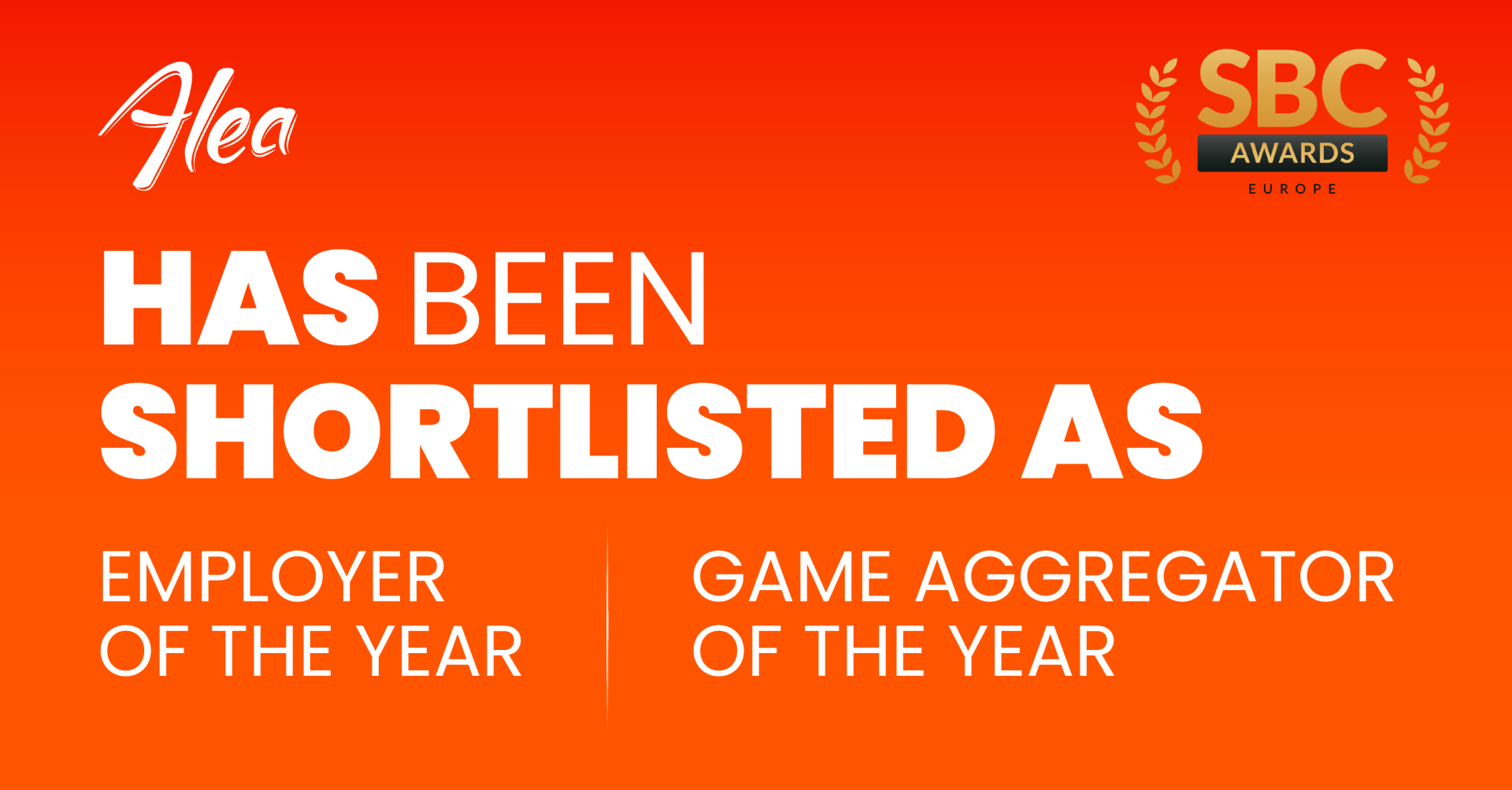 Alea’s Product and Culture Both Recognised in SBC Europe Awards Nominations