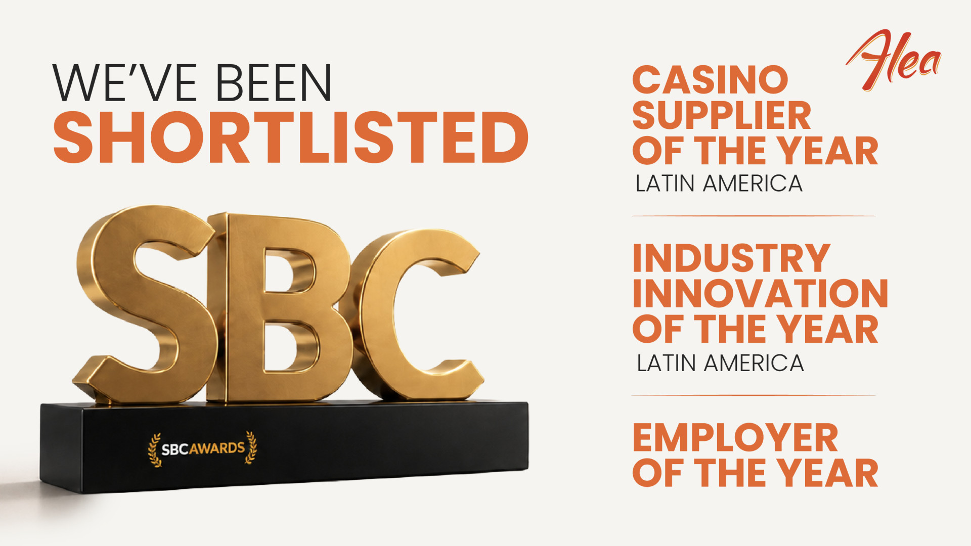 Alea Receives Three SBC Awards Americas Nominations