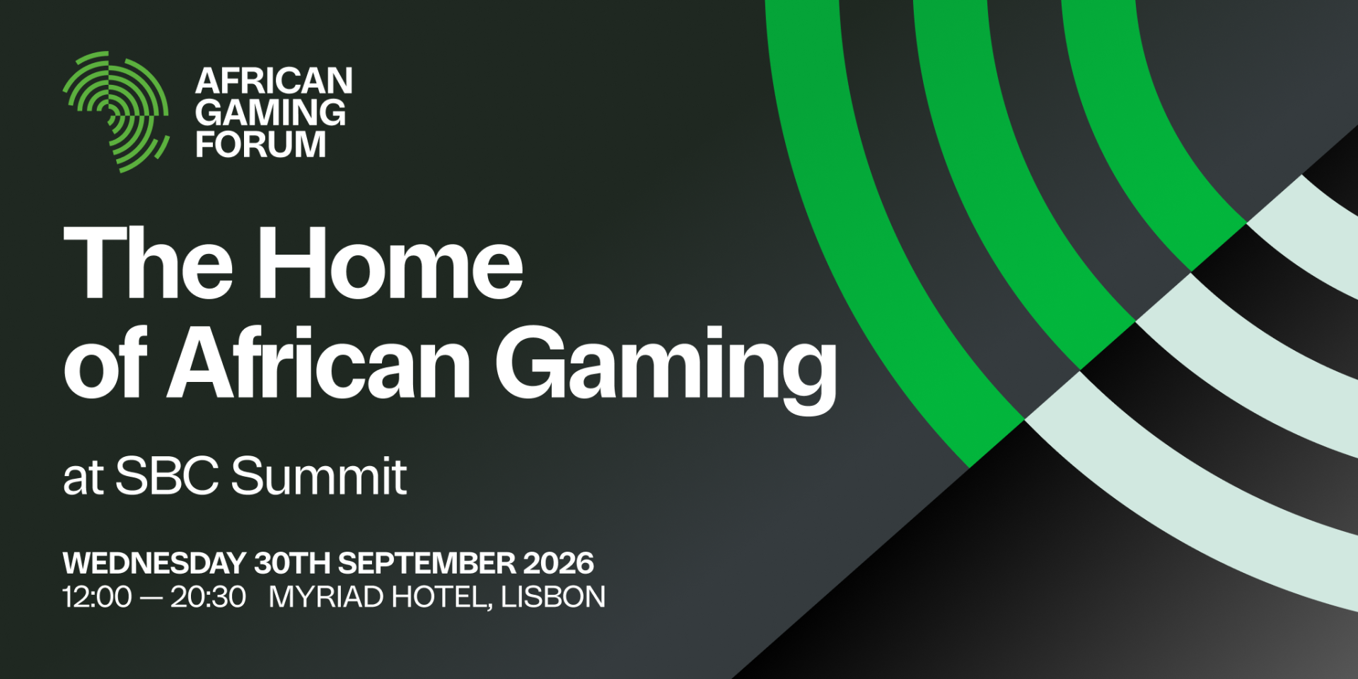 African Gaming Forum at SBC Summit banner showing the event title, date and location in Lisbon.