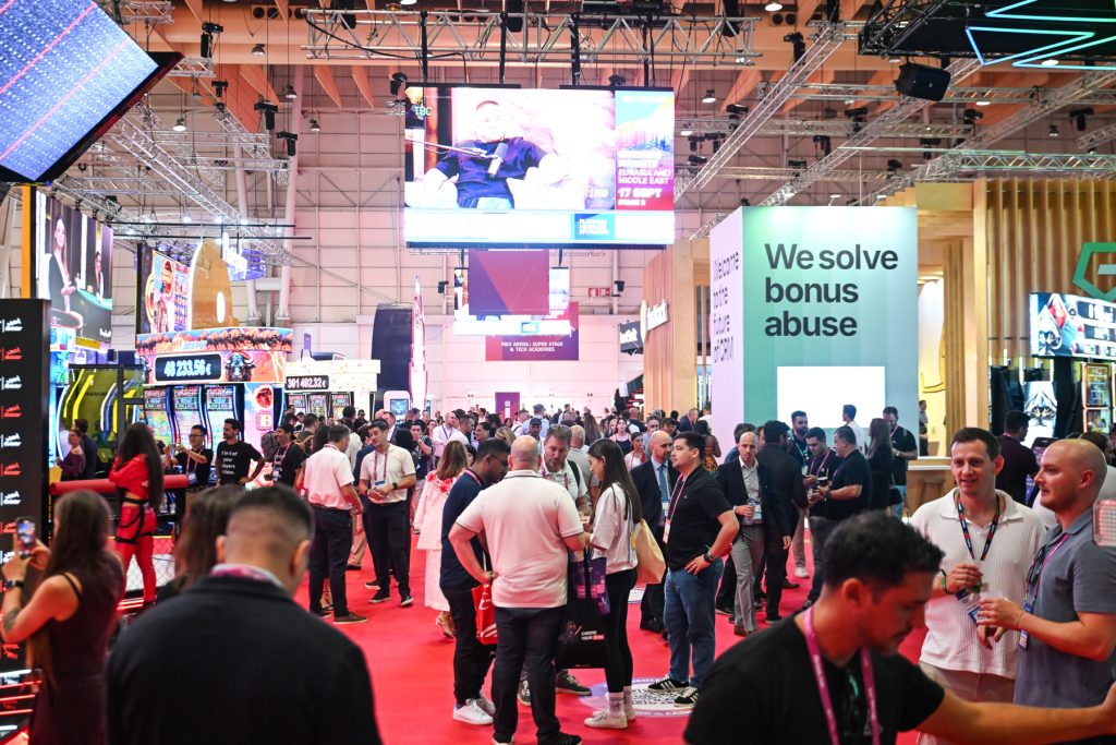 Casino professionals on the show floor