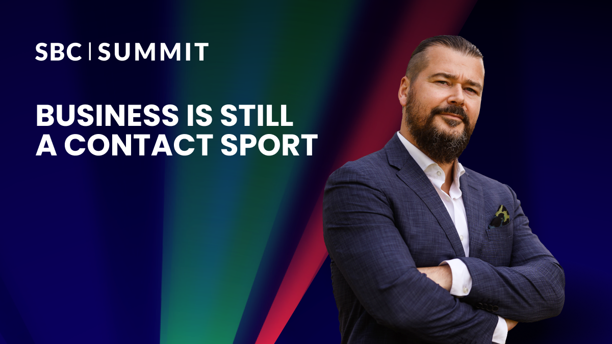 Rasmus Sojmark alongside the headline “Business Is Still a Contact Sport” for the SBC Summit thought leadership series.