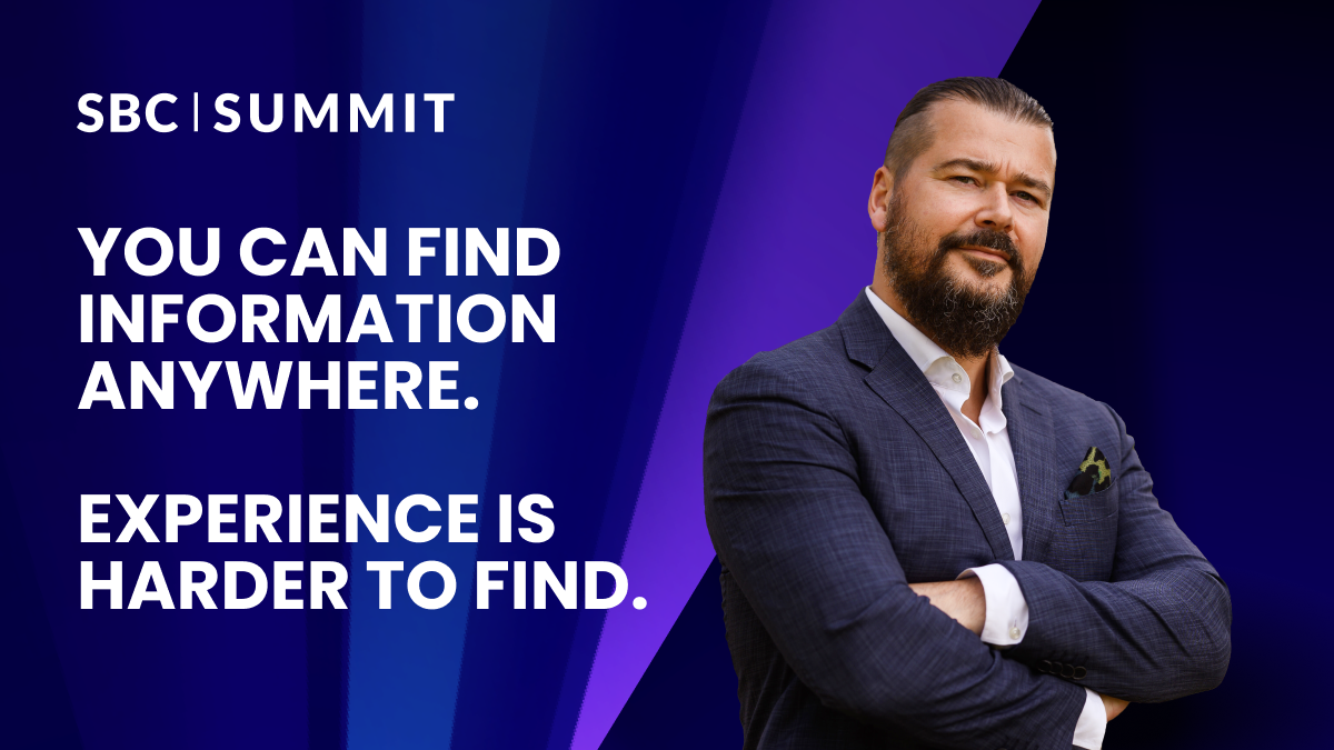 Rasmus Sojmark, CEO and Founder of SBC, alongside the quote: “You can find information anywhere. Experience is harder to find.”